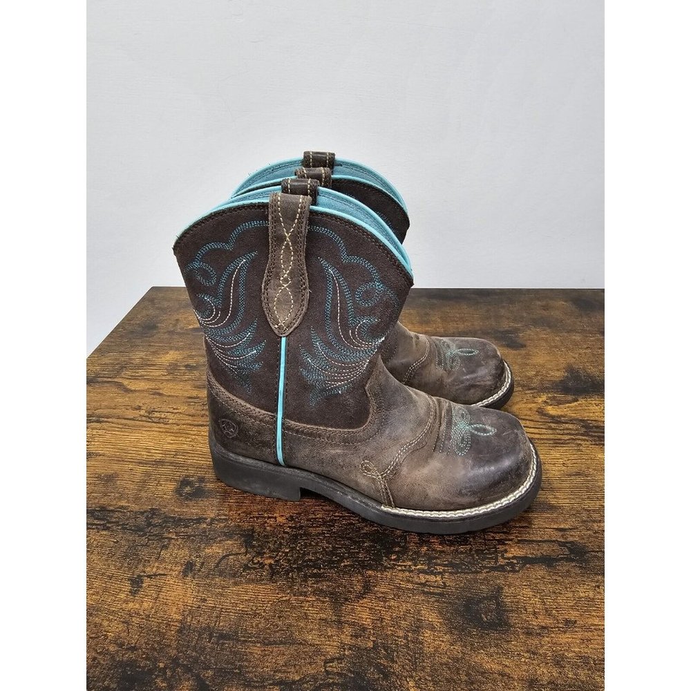 Ariat Fatbaby Heritage Dapper Brown Turquoise Western Boots 10029683 Kids Size 2